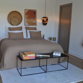 Tino Cinnamon Embossed Linen and Cotton Cushion Cover 65x65 cm