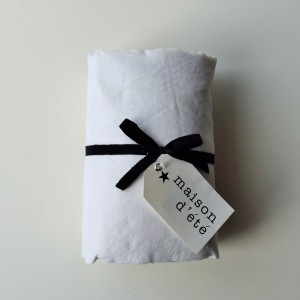 Drap housse lin lavé blanc