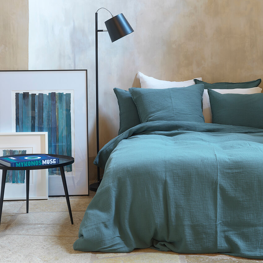 Housse de couette Gaze de coton Emeraude