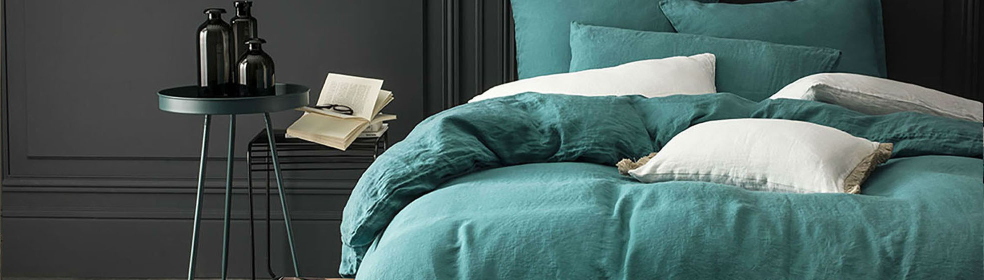 Soldes linge de lit bleue