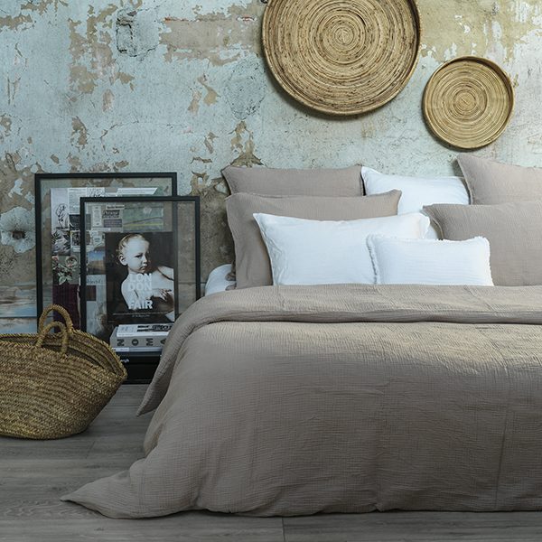 Housse de couette en coton beige